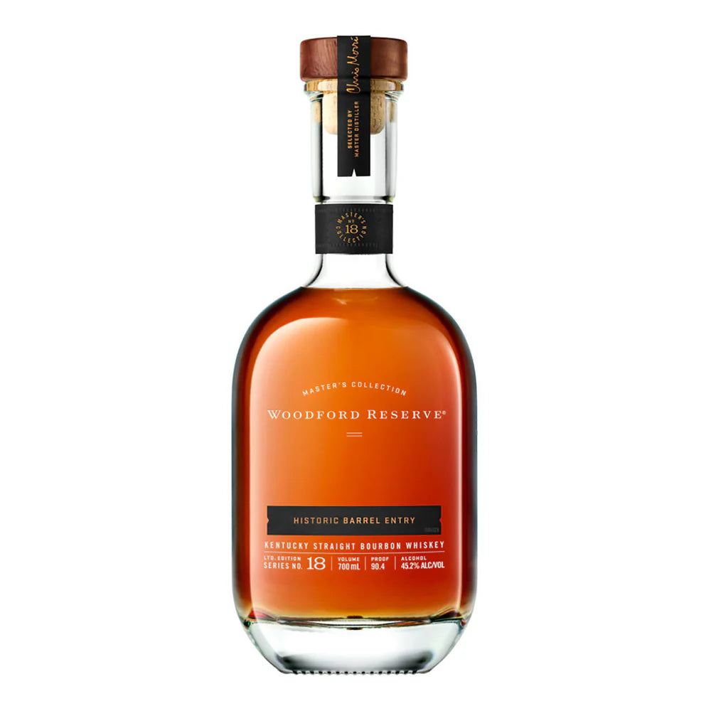 Woodford Reserve Masters Collection Historic Barrel Entry whisky bottle by ALM, 700ml, featuring detailed label and packaging.