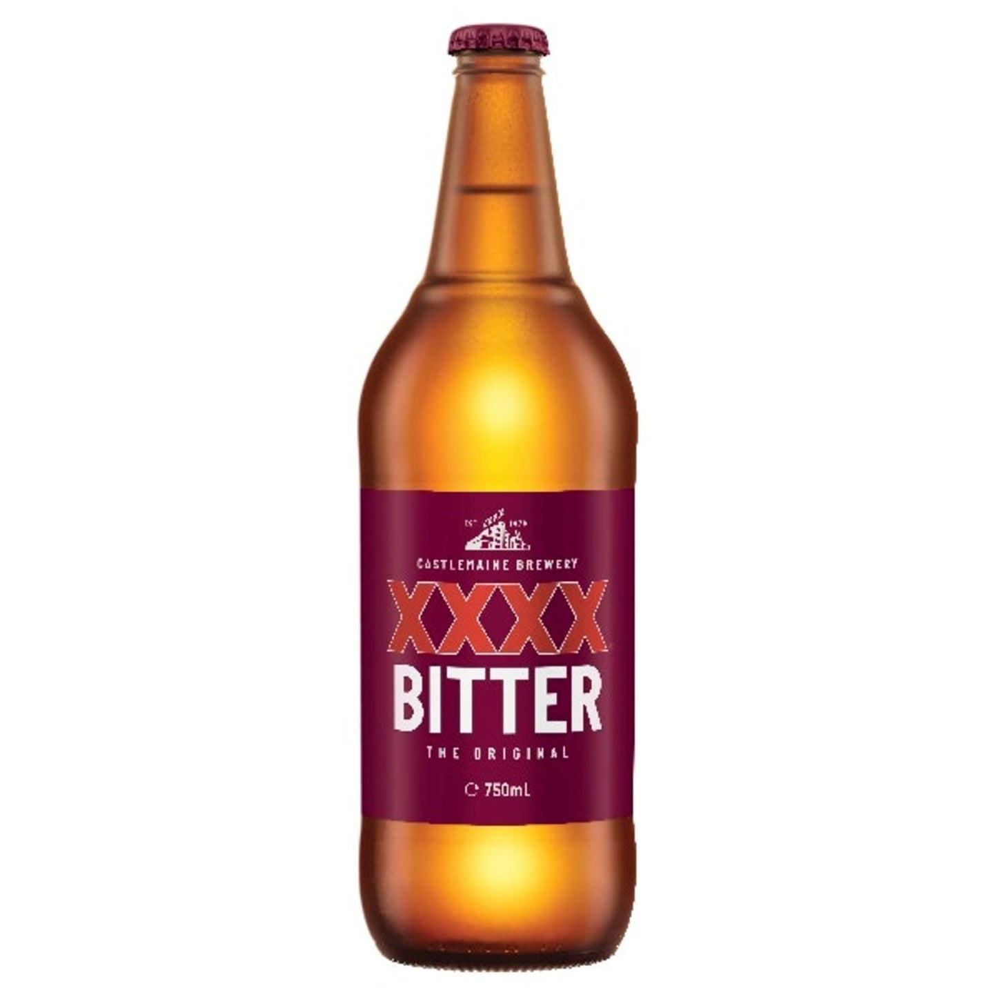 Six packs of LiquorDay Xxxx Bitter Lager bottles, 750ml each, arranged in a display with twelve bottles total.