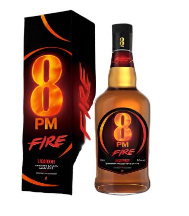 8PM Fire Whisky bottle from LiquorDay, 700mL with fiery red and orange label, featuring a smoky, bold whisky inside.