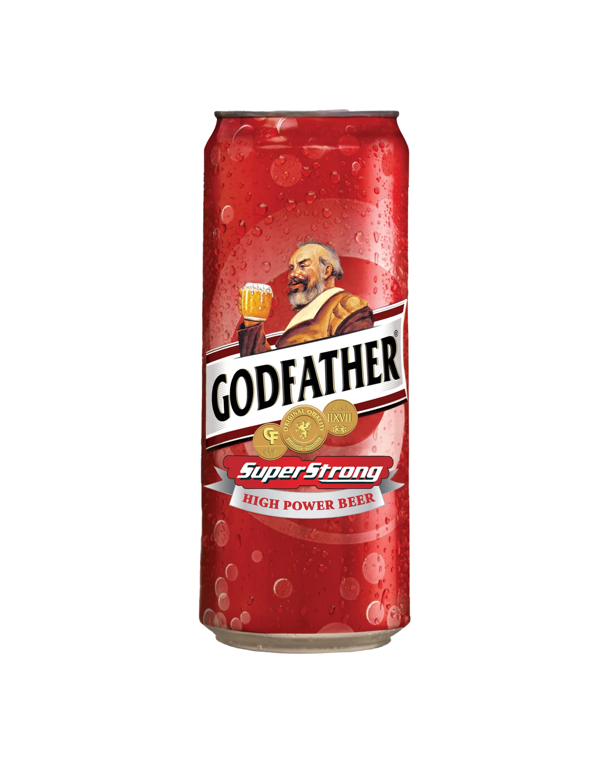 Bottle of Godfather Super Strong Beer 500ml slab by LiquorDay, featuring dark label and multiple beer bottles in the slab.