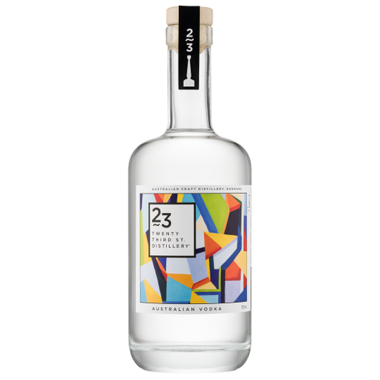 Australian vodka bottle by LiquorDay, 700ml 23rd Street Distillery with clear glass bottle and label featuring Australian branding.