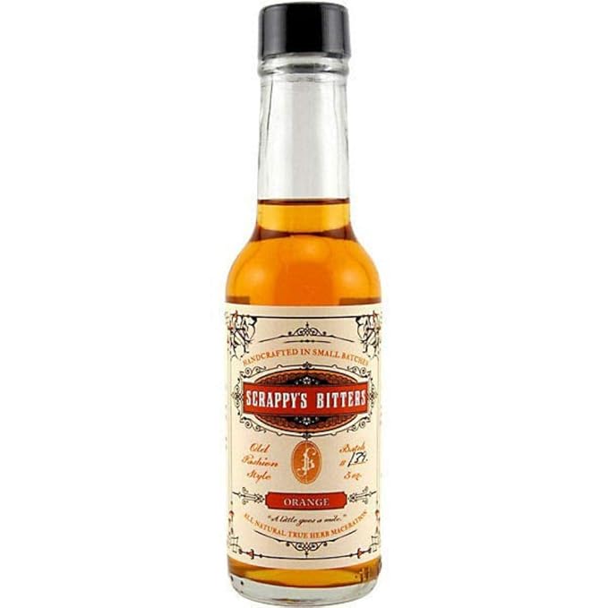 Scrappys Orange Bitters by Paramount in a 147ml bottle, showcasing the vibrant orange flavor and packaging.