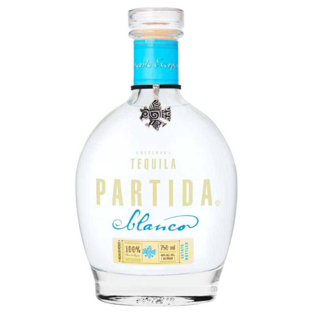 Paramount Partida Blanco Tequila 750ml bottle with clear glass and white label, showcasing the smooth, pure Blanco tequila inside.