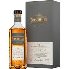 Paramount Bushmills Single Malt Irish Whiskey 21YO bottle, 700ml, showcasing the elegant label and amber liquid inside.