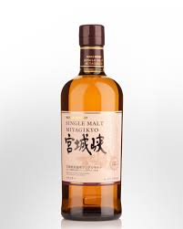 Nikka Miyagikyo Single Malt Japanese Whisky in a 700ml bottle, featuring a clear glass bottle with a dark label and amber liquid.
