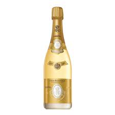 Louis Roederer Cristal Brut Champagne 750mL bottle from Paramount, elegant glass with golden hue and white foil capsule.