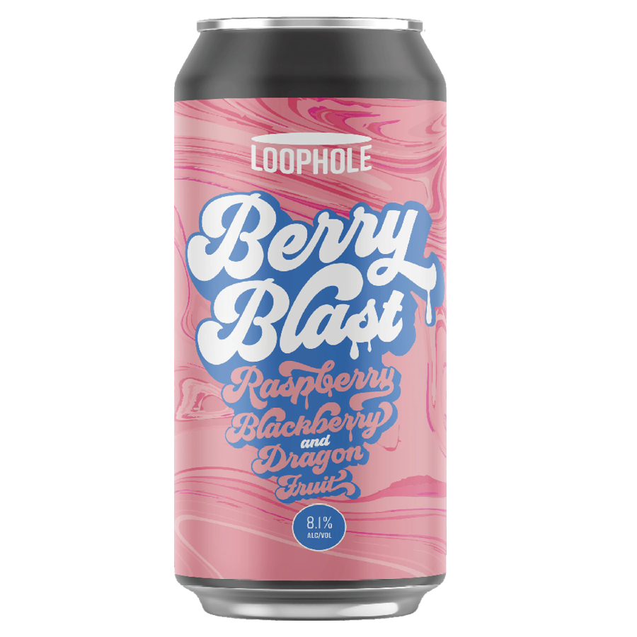 Paramount Loophole Berry Blast craft beer pack with raspberry, blackberry, and dragonfruit flavors, 16-pack.