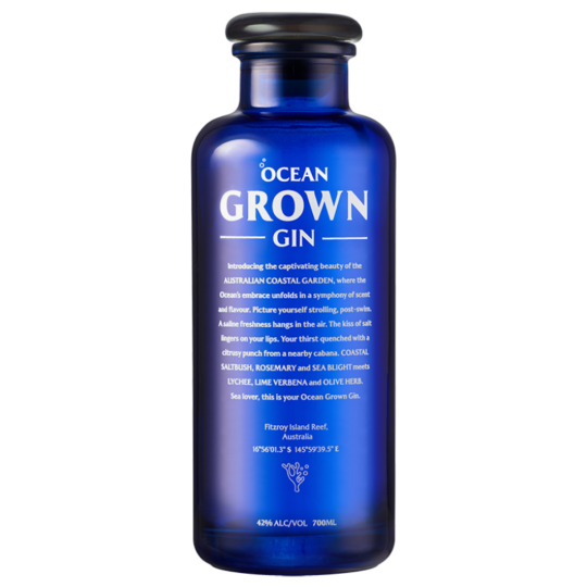 Bottle of Paramount Ocean Grown Gin, a flavored gin in a 700ml bottle with ocean-inspired branding and label details