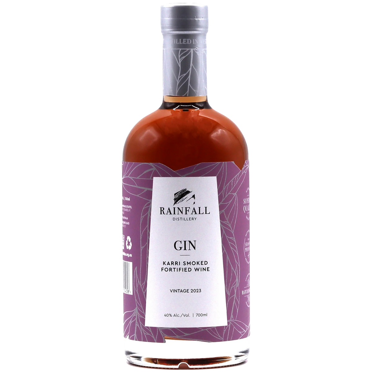 Paramount Rainfall Karri Smoked & Fortified Wine Gin 700ml bottle, flavored gin with smoky and fortified wine notes.