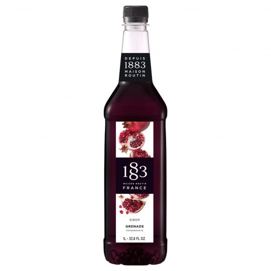 Paramount 1883 Pomegranate Syrup in a glass bottle, 1 liter, flavored syrup for beverages and culinary use