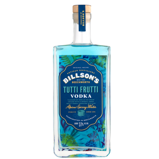 Paramount Billson's Tutti Frutti flavored vodka spirit in a 500ml bottle with colorful fruit flavor details.