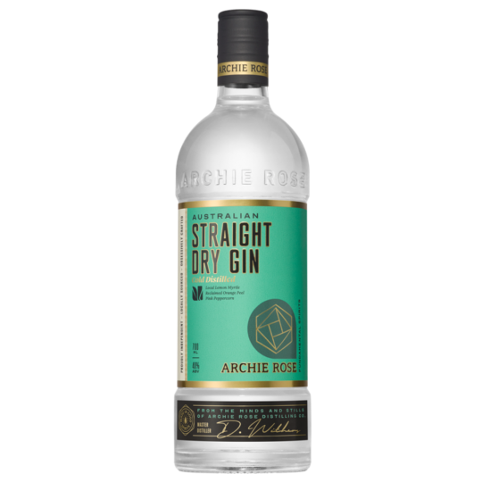 Paramount Archie Rose Straight Dry Gin 700ml bottle with clear glass and label, showcasing the premium gin inside.