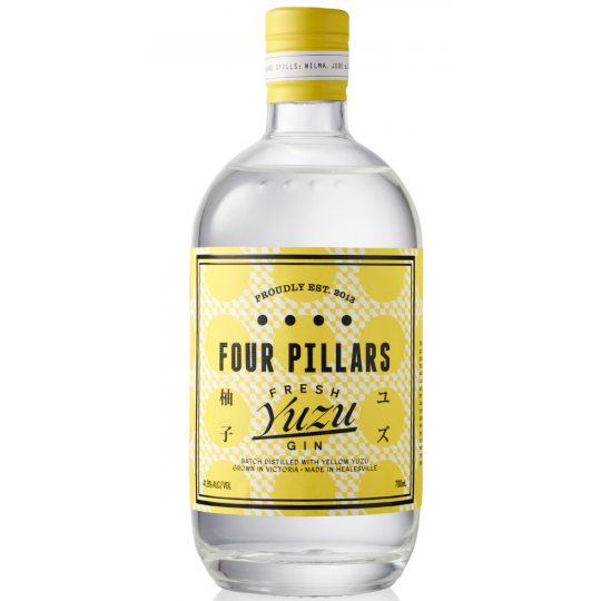 Paramount Four Pillars Fresh Yuzu Gin 700ml bottle with clear label and distinctive branding on a white background.