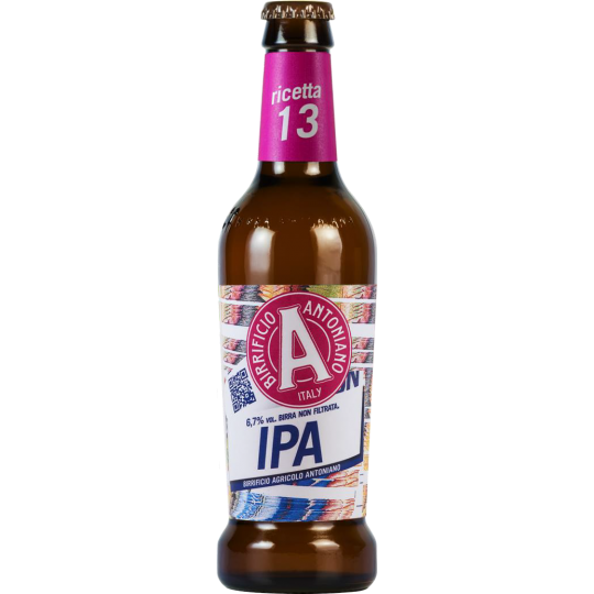 24-pack of Paramount Birra Antoniana IPA, 330ml bottles, an international beer with golden color and foam head.