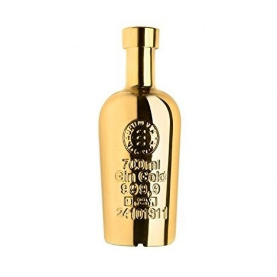 Gold 999.9 Paramount International Gin 700ml bottle with clear glass and gold accents, showcasing premium gin branding.