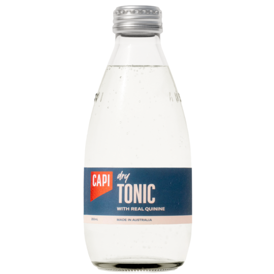 Paramount Capi Dry Tonic Loose 250ml bottle, non-alcoholic tonic water with clear liquid inside a glass bottle.
