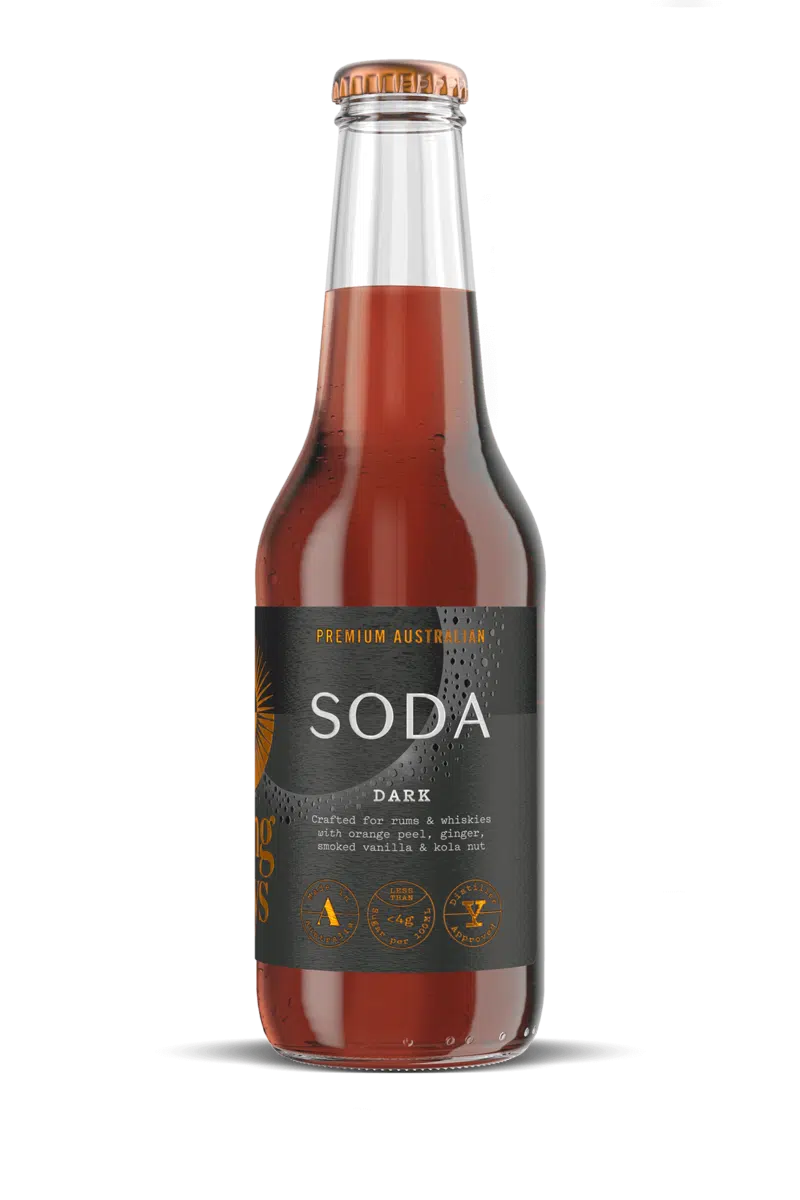 Long Rays Dark Soda by Paramount, 275ml non-alcoholic beverage in a 24-pack, featuring dark cola flavor and classic soda appearance.