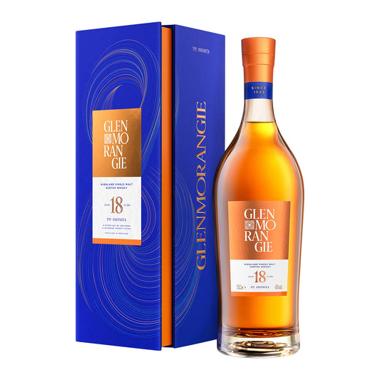 Glenmorangie 18 Year Old The Infinita premium whisky bottle by Paramount, 700ml, with elegant label and amber liquid inside.