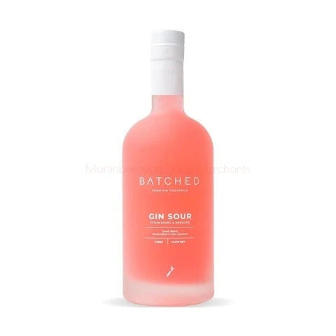 Batched Gin Sour premix by Paramount in a 725ml bottle, ready-to-mix cocktail with a vibrant yellow liquid and label.