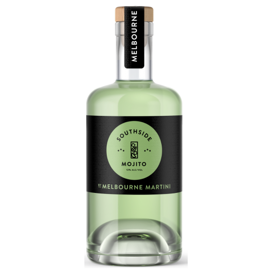 Paramount Melbourne Martini Southside Mojito premixed cocktail in 700ml bottle, featuring fresh mint and lime flavors.