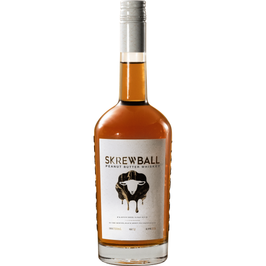 Skrewball Peanut Butter Flavored Whiskey 750mL bottle, premixed cocktail by Paramount with creamy peanut butter flavor.