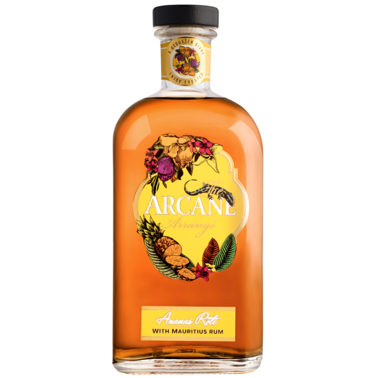 Paramount Arcane Roasted Pineapple Rum in 700ml bottle, showcasing the label and amber-colored rum inside.