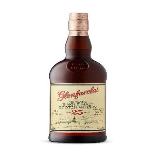 Glenfarclas 25 Year Old single malt Scotch whisky bottle by Paramount, 700ml, with label and packaging visible.