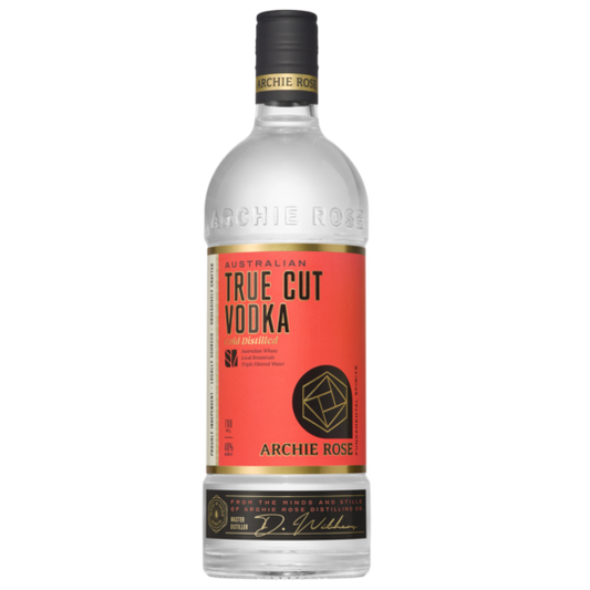 Paramount Archie Rose True Cut Vodka 700ml bottle with clear glass and label showing branding and product details.