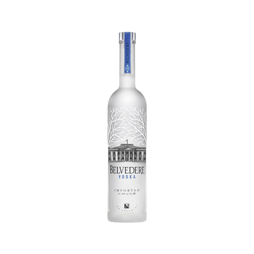 Clear glass bottle of Paramount Belvedere Vodka 700ml with a sleek label and silver cap, showcasing premium vodka packaging.