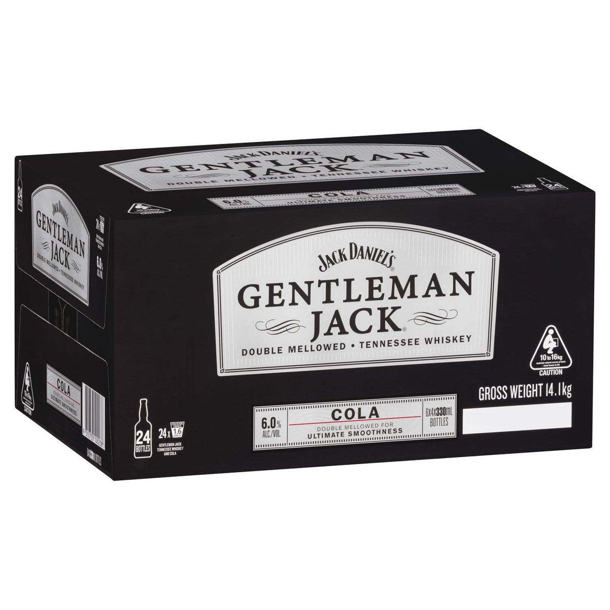 Paramount Jack Daniels Gentleman Jack & Cola whiskey premix bottles, 330ml each, in a pack of 24.