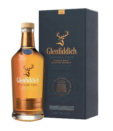 Glenfiddich Vintage Cask single malt Scotch whisky bottle with label, 700ml, from Paramount, showcasing rich amber color.