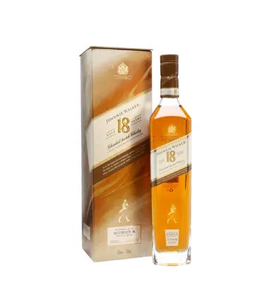 Johnnie Walker 18 Year Old Blended Scotch Whisky in a 700ml bottle, featuring a distinctive label and packaging.
