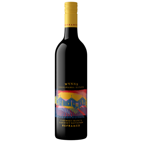 Bottle of Wynns Reframed Cabernet Franc wine from Paramount, 750ml, with a dark glass bottle and wine label visible.