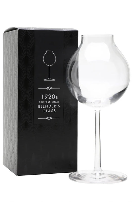 Alba Whisky Elixir Distillers 1920s Blenders Glass in gift box, clear glass with vintage design, perfect for whiskey tasting.