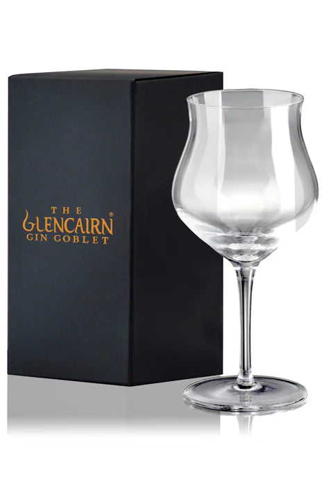 Alba Whisky Glencairn Gin Goblet in a gift box, clear glass with a traditional tulip shape for gin tasting and appreciation.