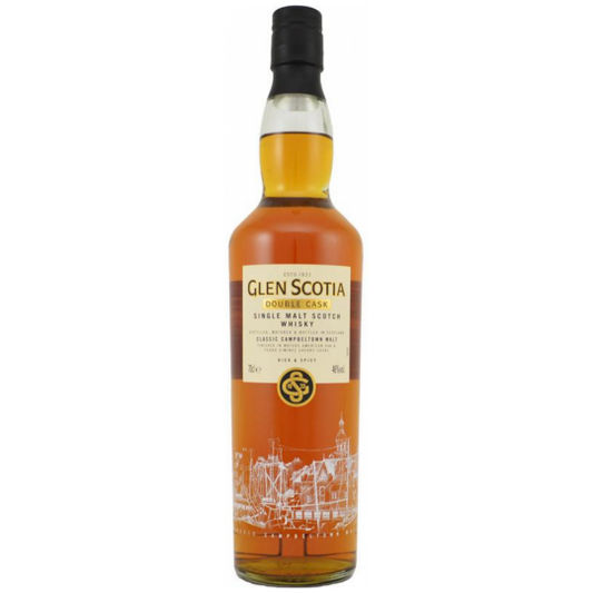 Glen Scotia Double Cask Single Malt Scotch Whisky 700mL bottle from Alba Whisky, featuring a label and dark glass bottle.