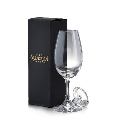 Alba Whisky Glencairn Crystal Copita whisky glass with lid in a gift box, designed for elegant whisky tasting and display.
