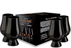Alba Whisky Glencairn Original Black whisky glass with a clear bowl and black base, presented in a gift box for elegant tasting.