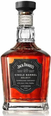 ALM Jack Daniel's Single Barrel Rye Whiskey 700ml with 1 glass, showcasing the dark amber liquor and packaging.