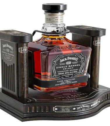 Bottle of Jack Daniel's Single Barrel Select Tennessee Whiskey by Brown Forman, 700ml bottle with cradle display.