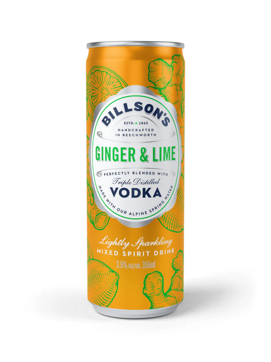 Billson's Vodka & Ginger & Lime 355ml - Pack of 24