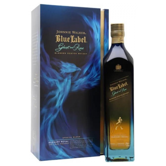 Johnnie Walker Blue Label Ghost Rare Pittyvaich Scotch Whisky 750ml bottle with distinctive label and packaging.