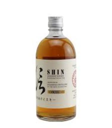 JQWS Shin Eigashima Classic 500mL bottle with traditional Japanese design and label, featuring a clear glass container.