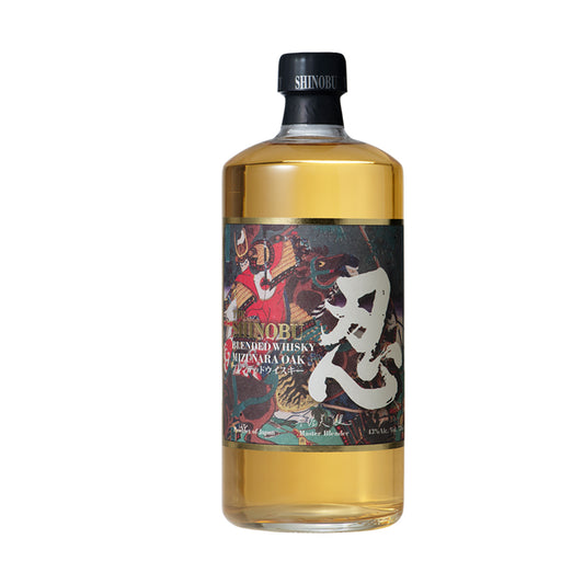 Shinobu Blended Whisky 700mL bottle from JQWS, with a dark label and elegant packaging, showcasing the premium whisky inside.