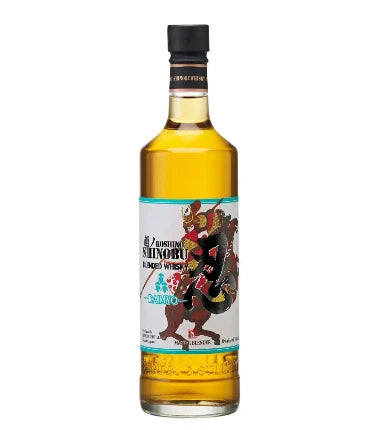 Shinobu Daimyo 700mL Japanese whiskey bottle by JQWS with 40% ABV, featuring a dark label and elegant glass container.