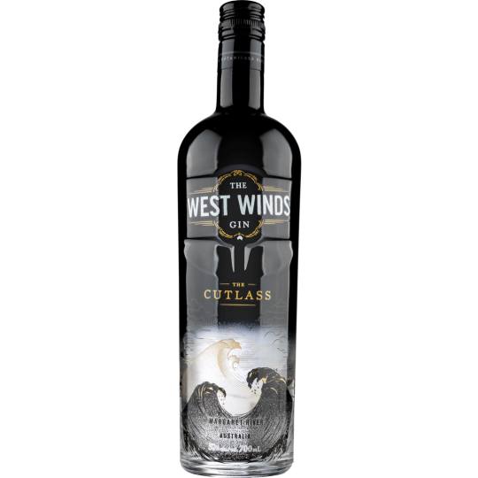 Kaddy-Boozebud The West Winds Gin The Cutlass Dry Gin 700ml bottle on a wooden surface