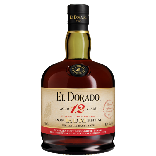 El Dorado 12 Year Old Rum in a 700ml bottle, displayed with a dark amber color and traditional label from Kaddy-Expedition Trade.