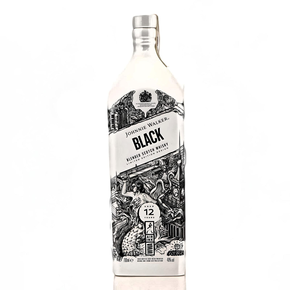Kaddy-Skull Barrel Johnnie Walker Black Label 12 Year Old Warsaw Limited Edition Scotch Whisky 750ml bottle on display