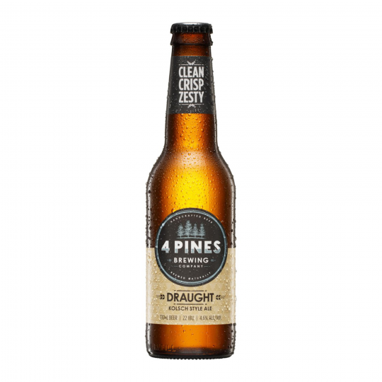 Four Pines Draught beer in a 330ml can, featuring the LiquorDay brand label and design on the packaging.