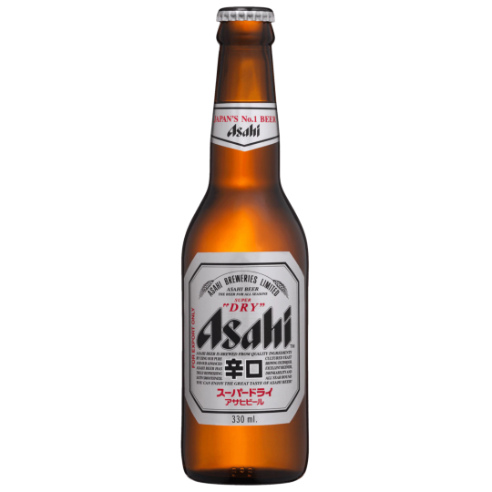 Can of LiquorDay Asahi Super Dry beer, 500ml, with distinctive silver and blue design, ready for refreshing enjoyment.